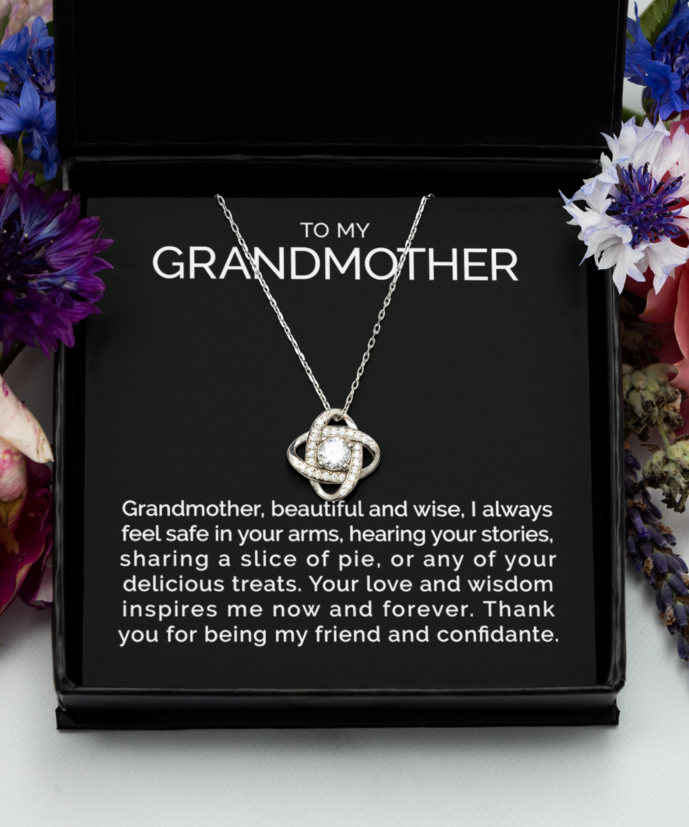 To my grandmother sterling silver love knot necklace