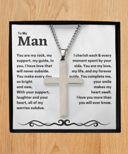 to my man silver cross necklace