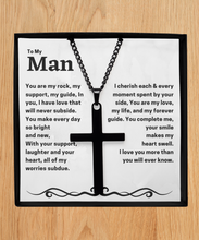To my man black cross necklace