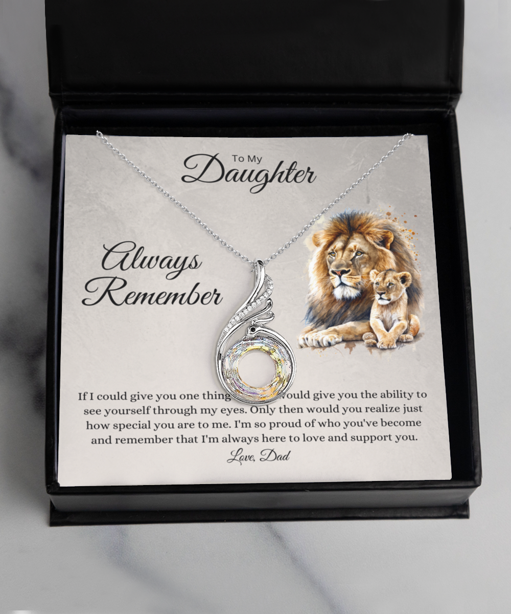 To my daughter from dad - lion theme - sterling silver pendant necklace gift