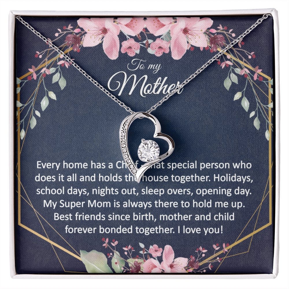 Mom Gift - Heart Pendant CZ Necklace Minimalist Jewelry - Meaningful Cards