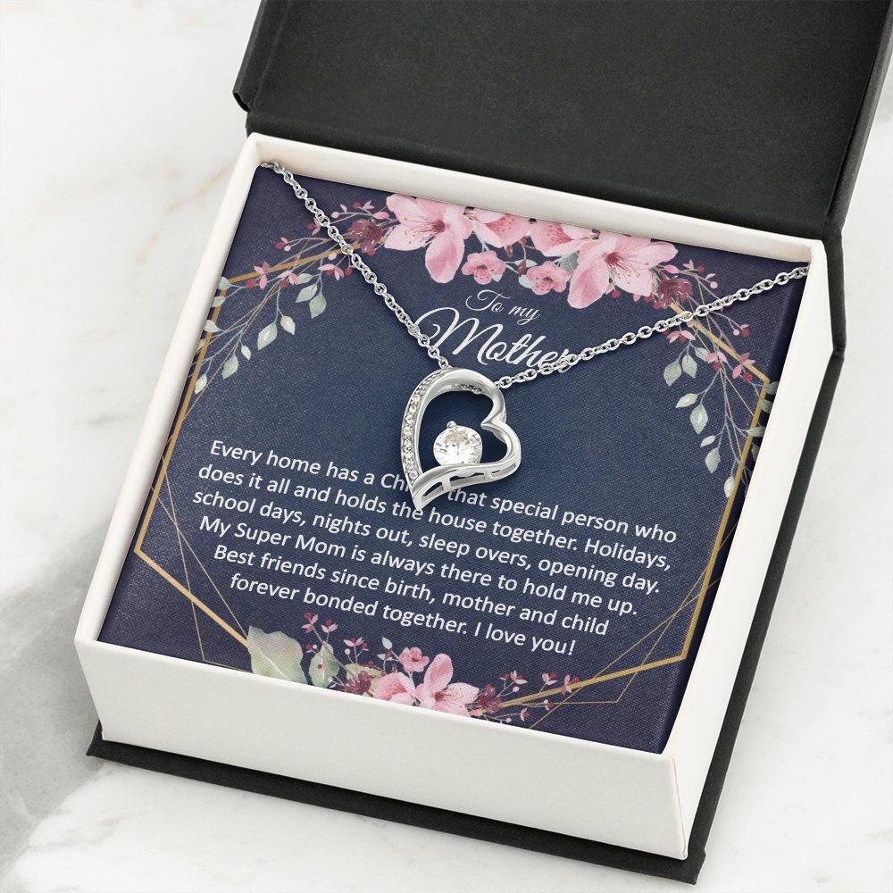 Mom Gift - Heart Pendant CZ Necklace Minimalist Jewelry - Meaningful Cards