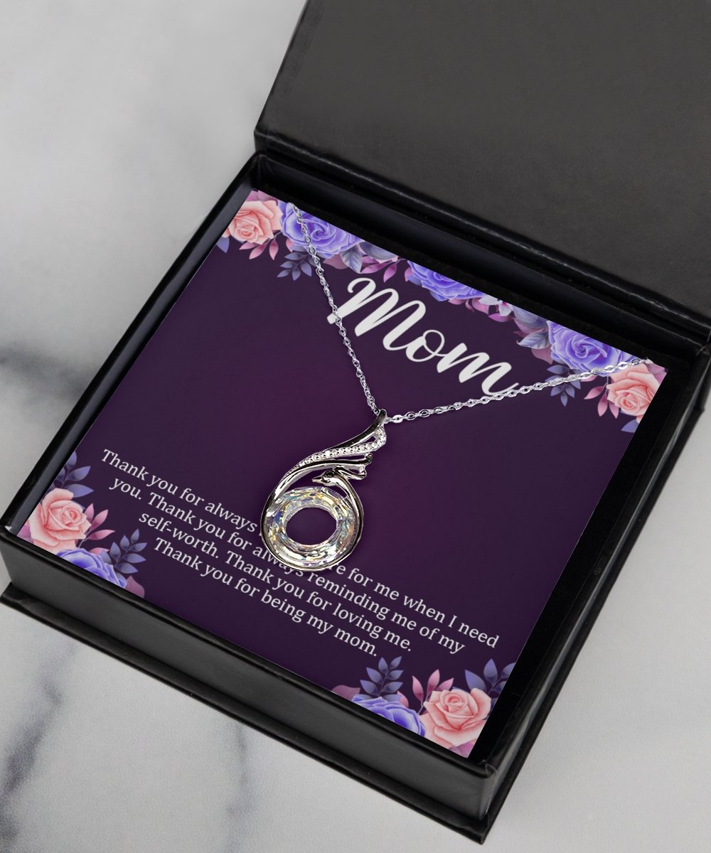 Mom Thank You Gift Silver Necklace Mother's Day Gift Birthday Floral Card - Meaningful Cards™