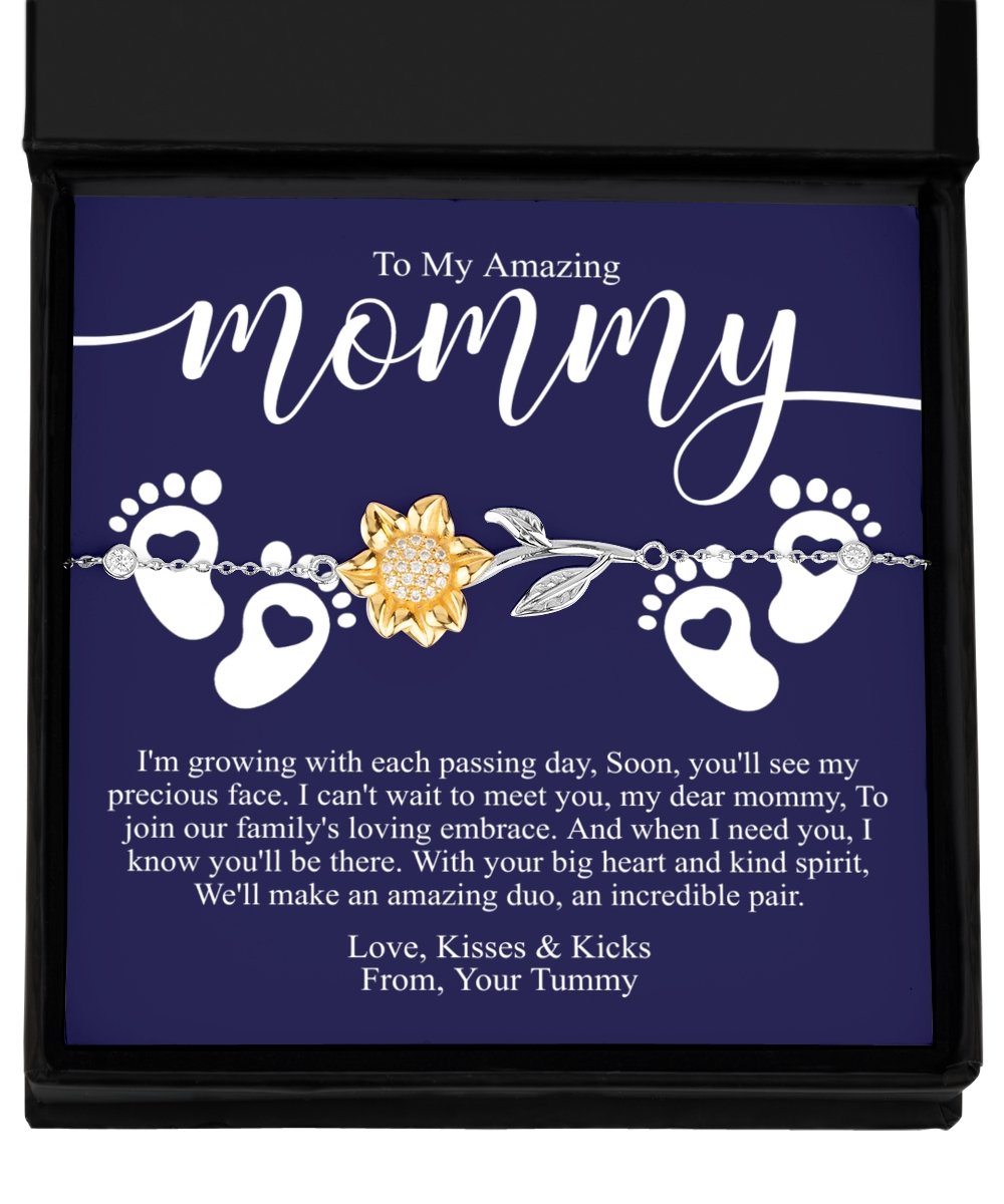 Mommy to be gift silver bracelet, pregnant wife, first time mommy, expecting mom, from baby bump, personalized gifts for new mommy - Meaningful Cards