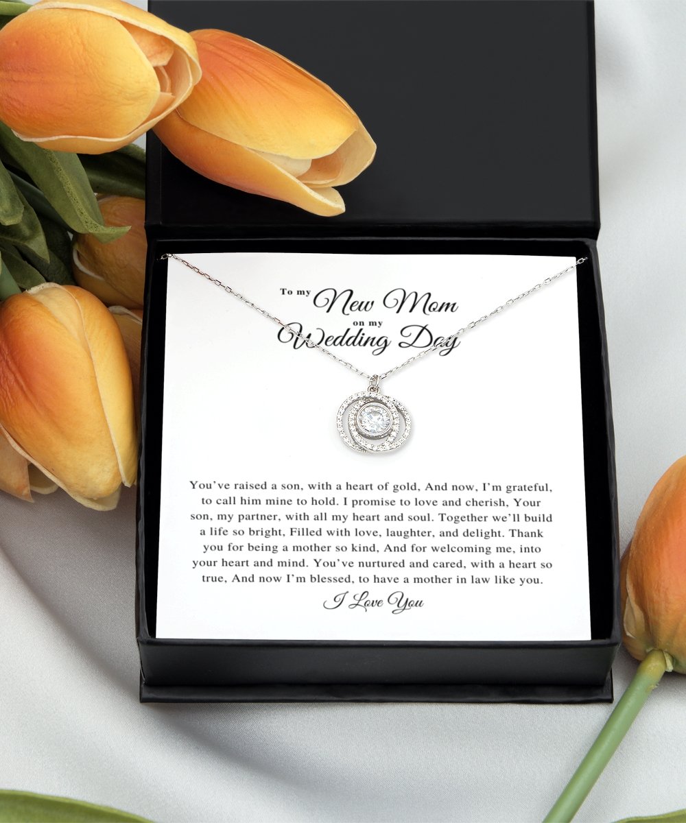 Mother of Groom gift from Bride, Thank you for raising the man of my dreams, mother in law sterling silver necklace poem card - Meaningful Cards