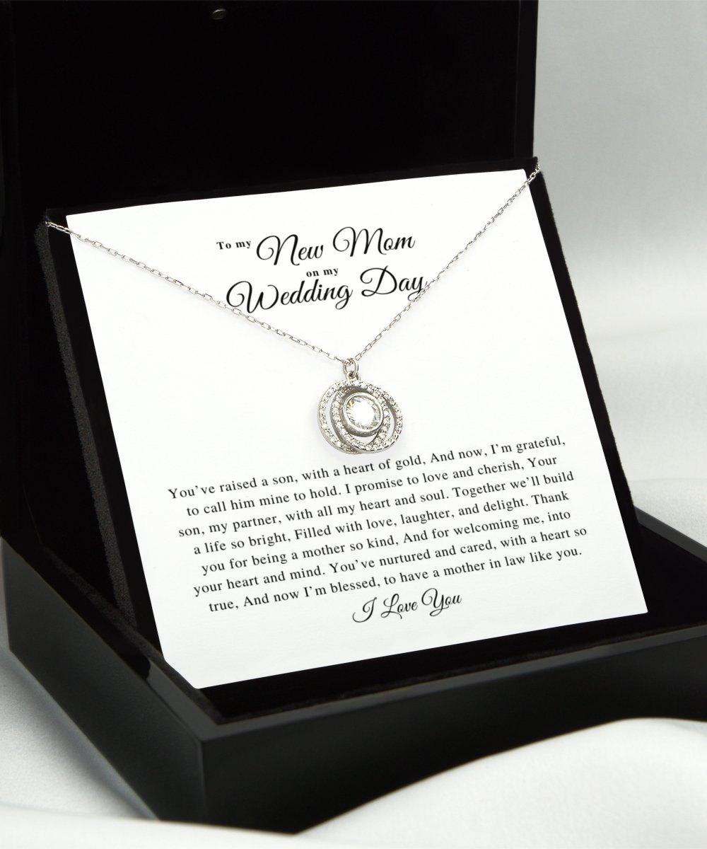 Mother of Groom gift from Bride, Thank you for raising the man of my dreams, mother in law sterling silver necklace poem card - Meaningful Cards