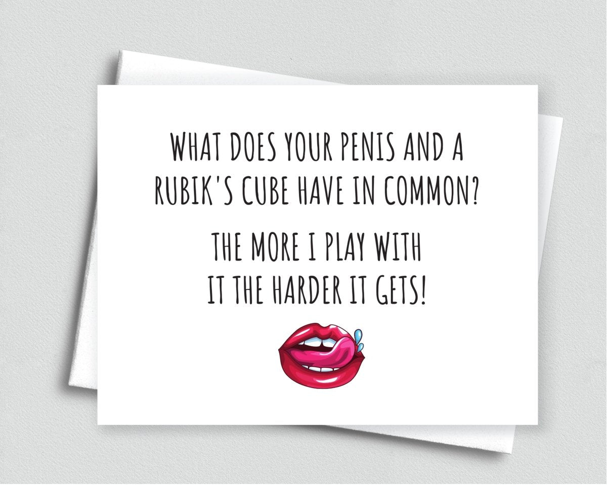 Naughty Rubik's Cube Anniversary Birthday Card For Him - Meaningful Cards