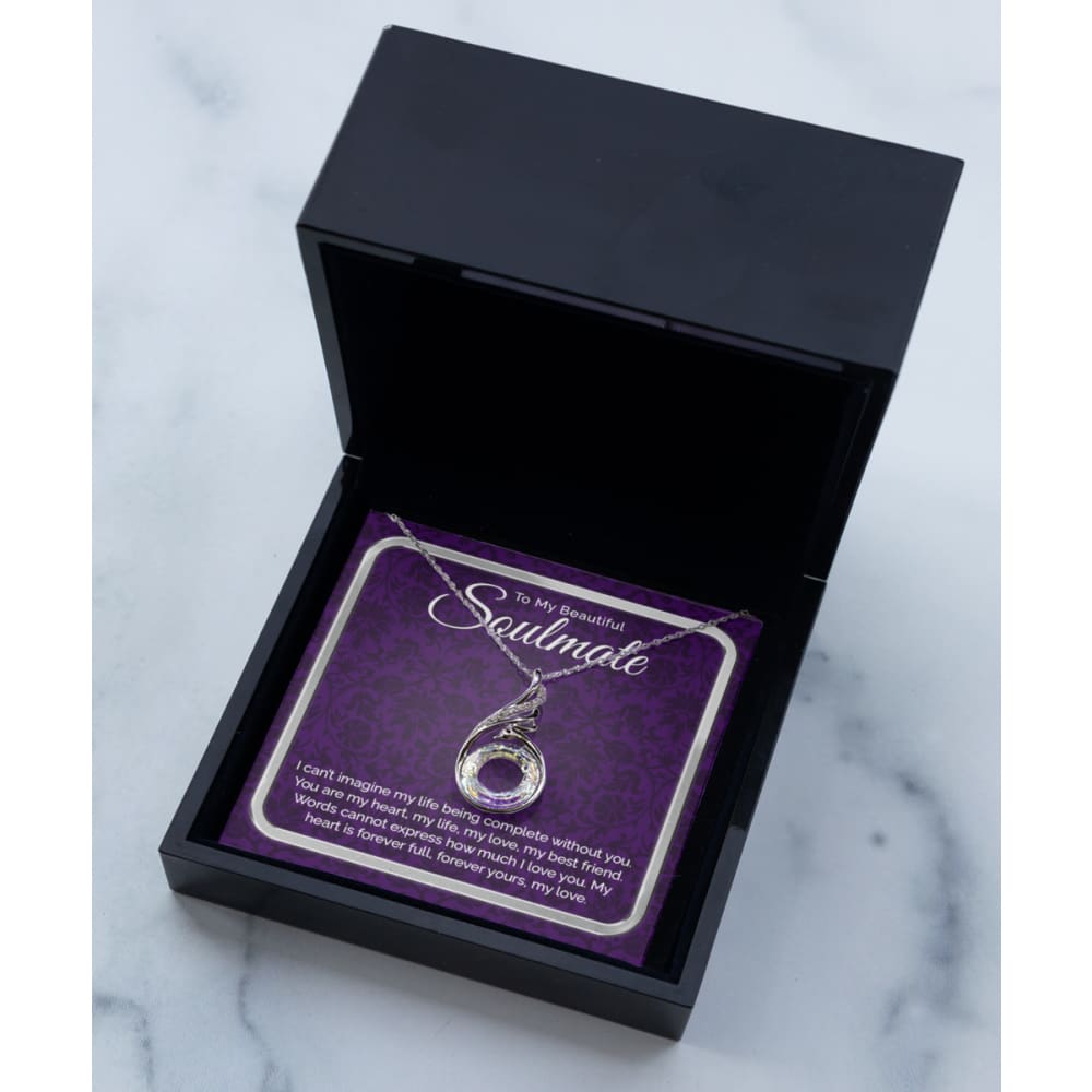 Purple Soulmate Silver Necklace for Girlfriend - Meaningful Cards