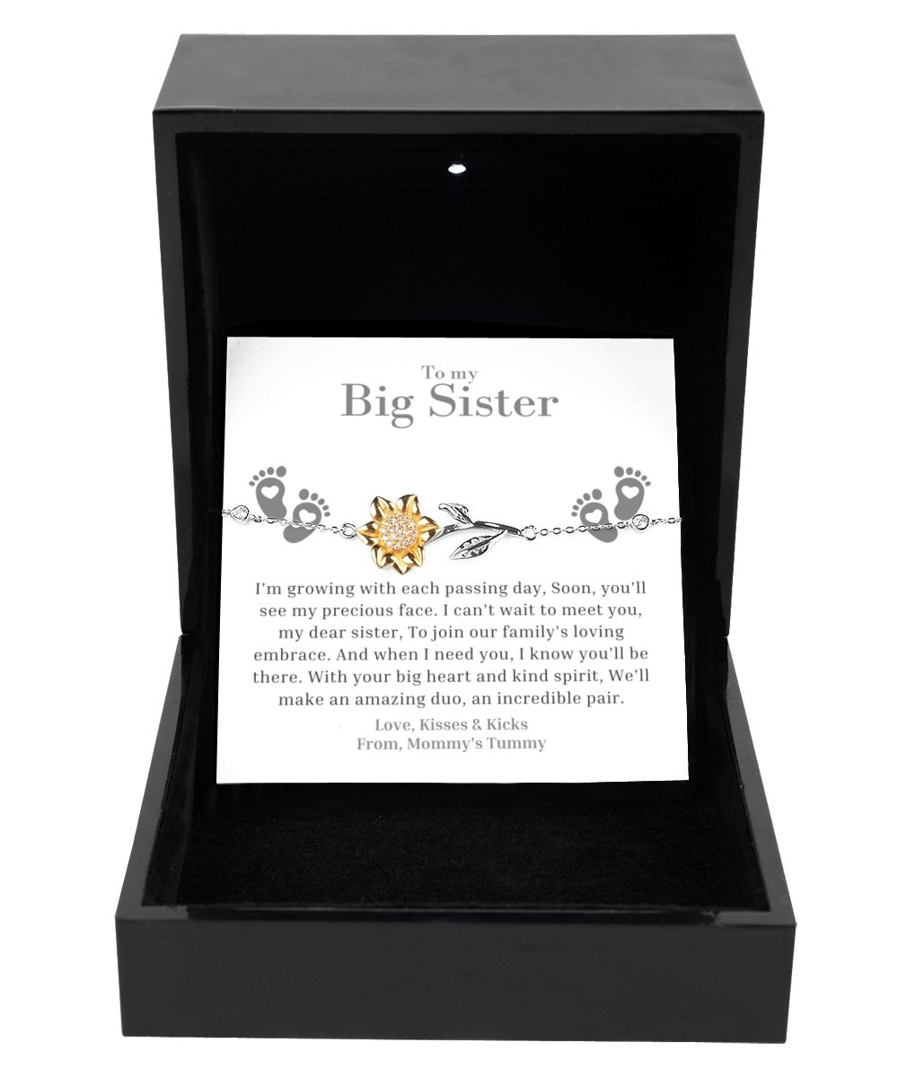 New Big Sister Sunflower Bracelet, Big Sister Gift for Baby Shower, Big Sister Gifts from New Baby, Gifts for the New Big Sister - Meaningful Cards
