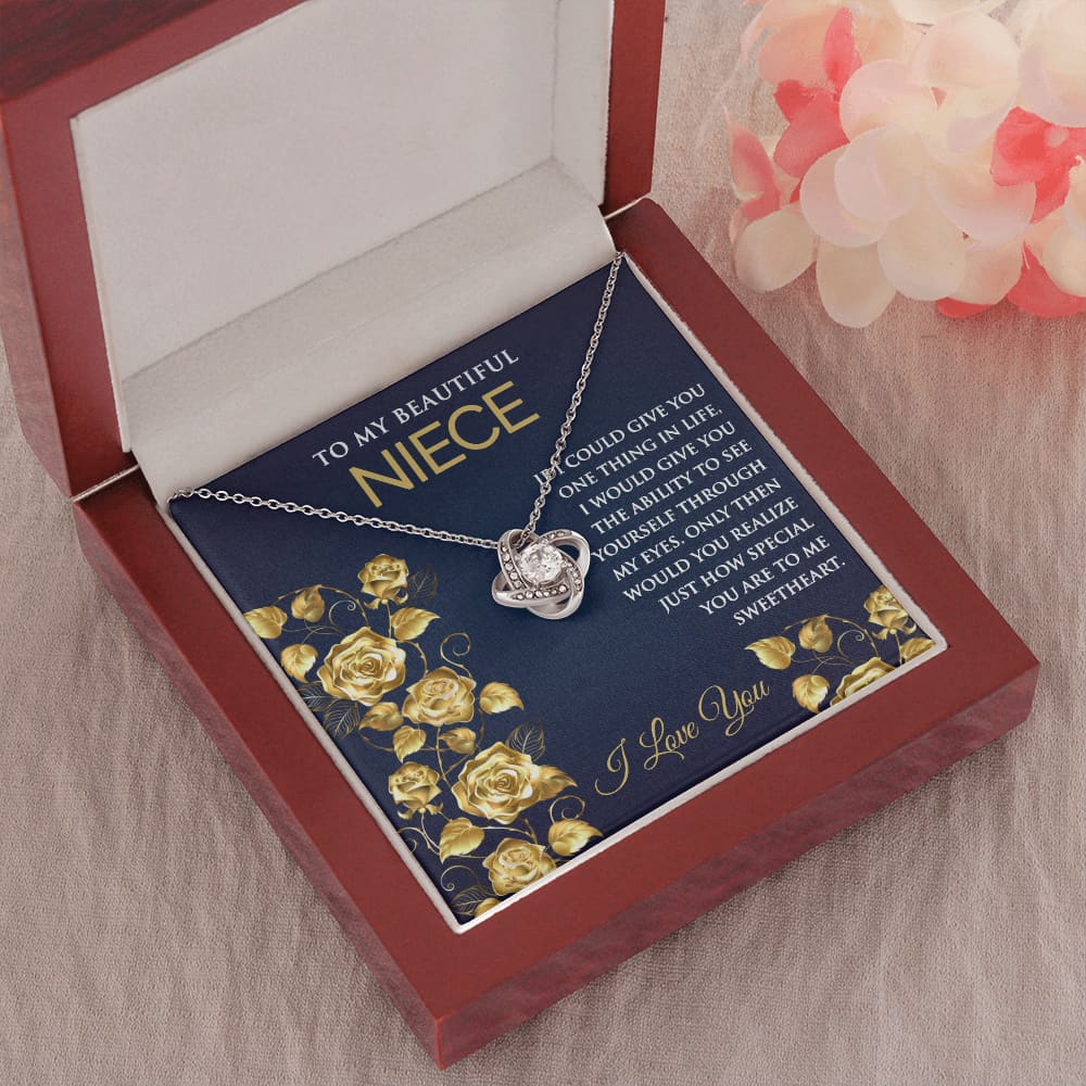 Love Knot Necklace with message for Niece - Meaningful Cards