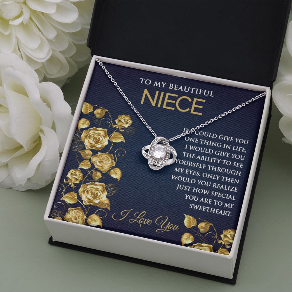 Love Knot Necklace with message for Niece - Meaningful Cards