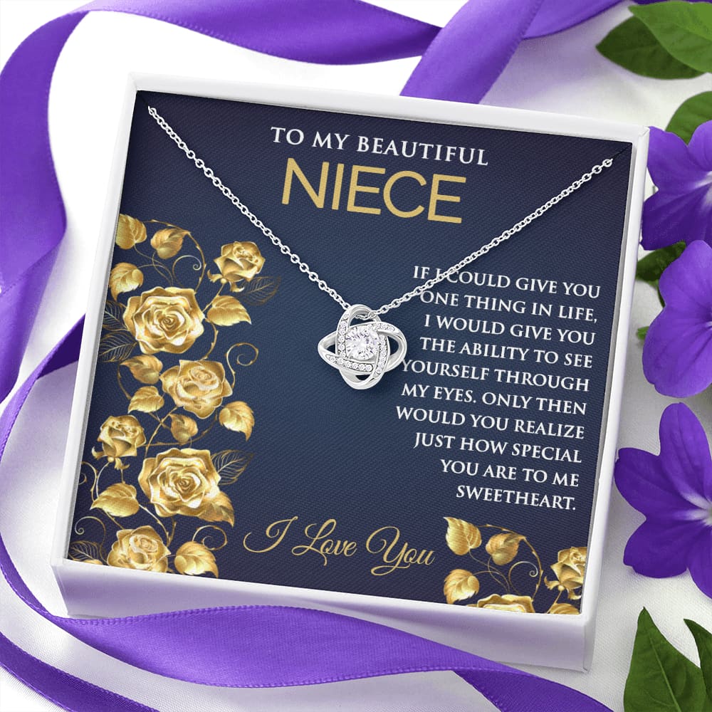 Love Knot Necklace with message for Niece - Meaningful Cards