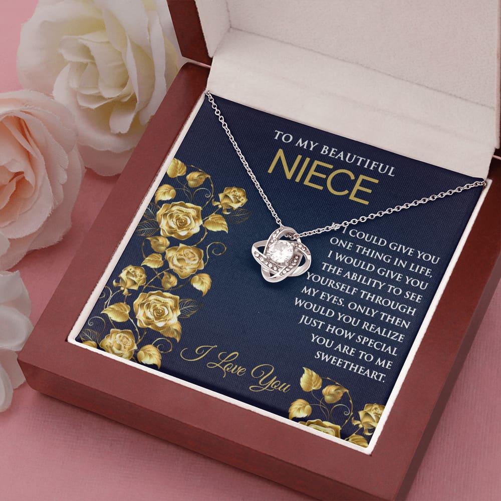 Love Knot Necklace with message for Niece - Meaningful Cards