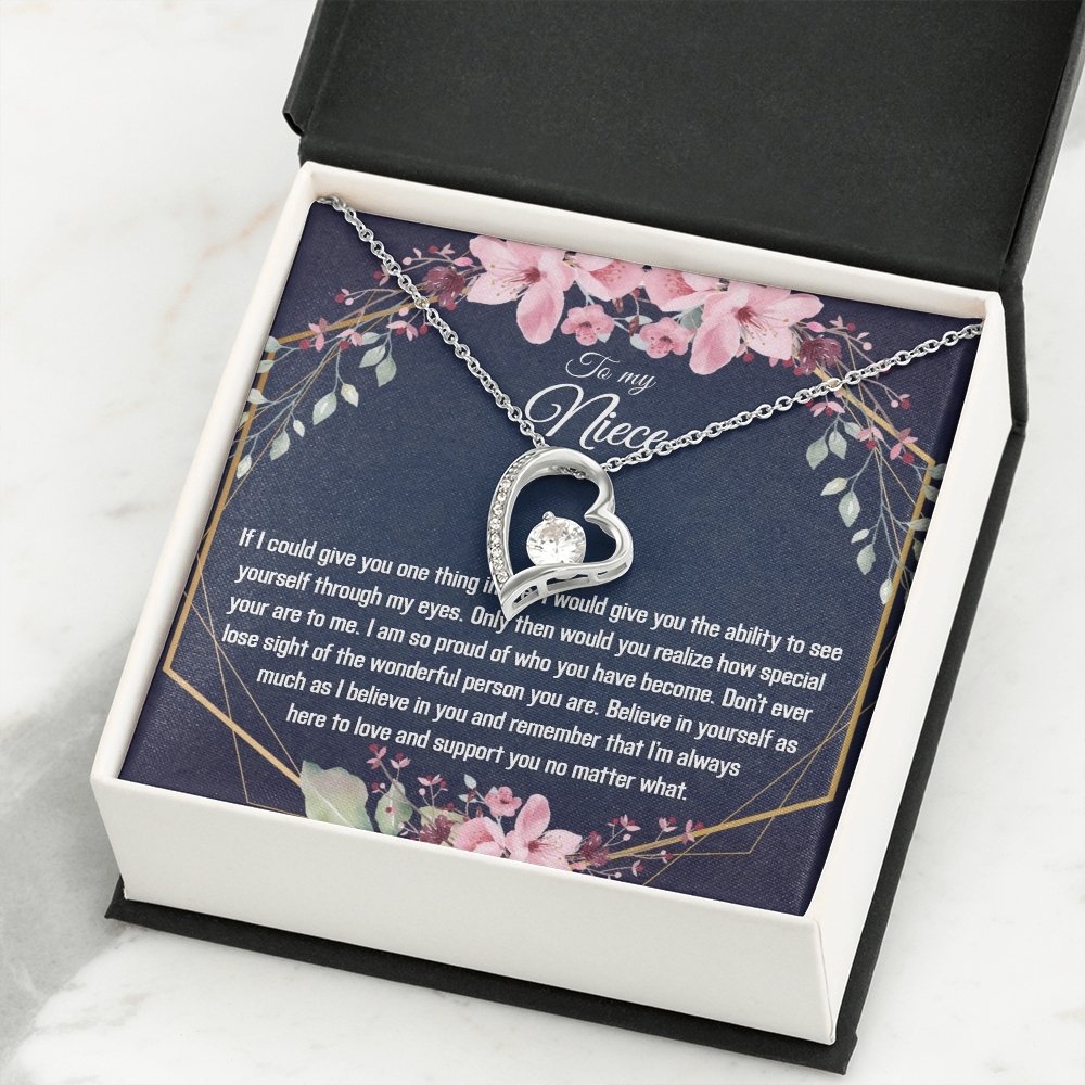 Niece Gift - Heart Pendant CZ Necklace Minimalist Jewelry - Meaningful Cards