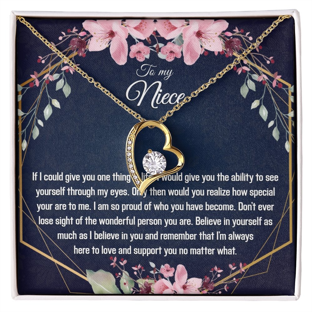 Niece Gift - Heart Pendant CZ Necklace Minimalist Jewelry - Meaningful Cards