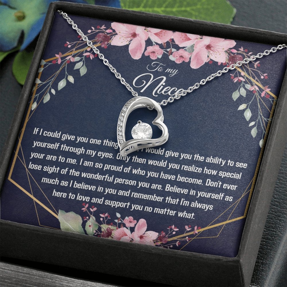 Niece Gift - Heart Pendant CZ Necklace Minimalist Jewelry - Meaningful Cards