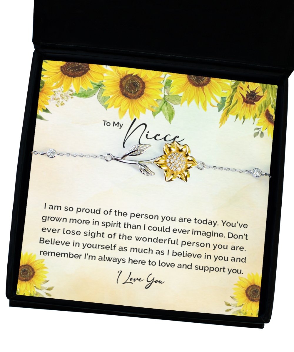 Niece Sunflower Bracelet, Niece Gift for Christmas, Birthday Gift for Niece, Sentimental Niece Gift, Special Unique Niece Gift - Meaningful Cards