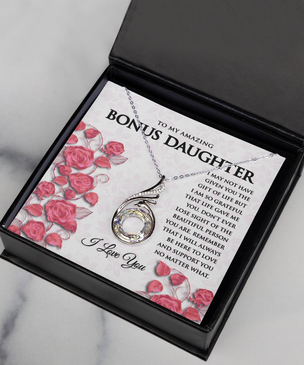 Personalized Gifts for Bonus Daughter Solid Silver Necklace Jewelry (NEW) - Meaningful Cards