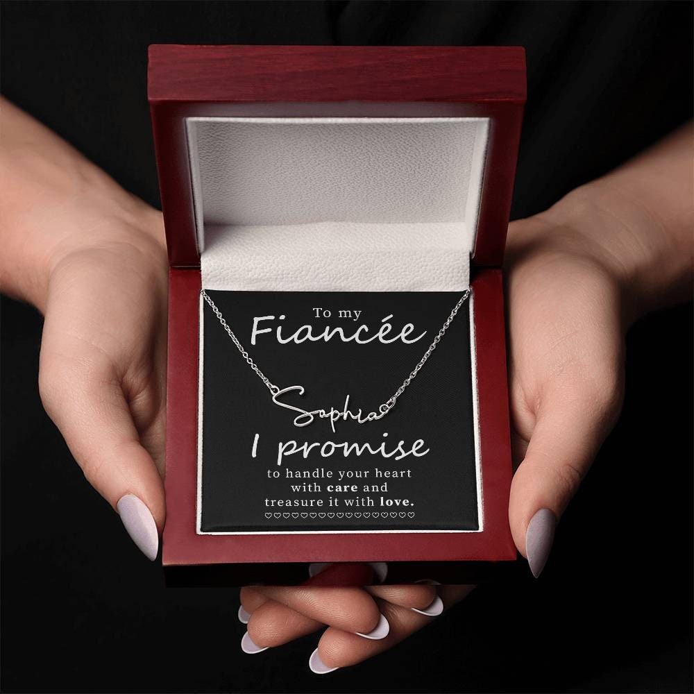 Personalized Name Necklace for Fiancée with Thoughtful Message Card Jewelry Gift Box - Meaningful Cards