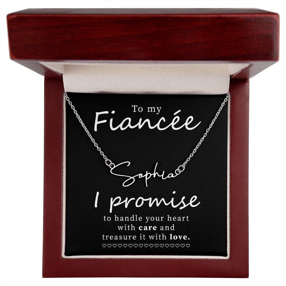 Personalized Name Necklace for Fiancée with Thoughtful Message Card Jewelry Gift Box - Meaningful Cards