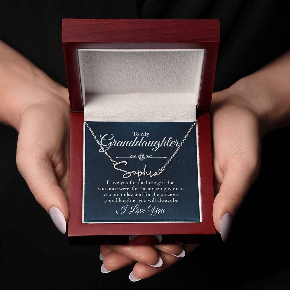 Personalized Name Necklace For Granddaughter - Name Plate Gift for Granddaughter - Meaningful Cards