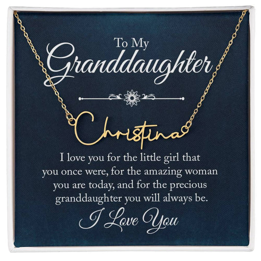 Personalized Name Necklace For Granddaughter - Name Plate Gift for Granddaughter - Meaningful Cards