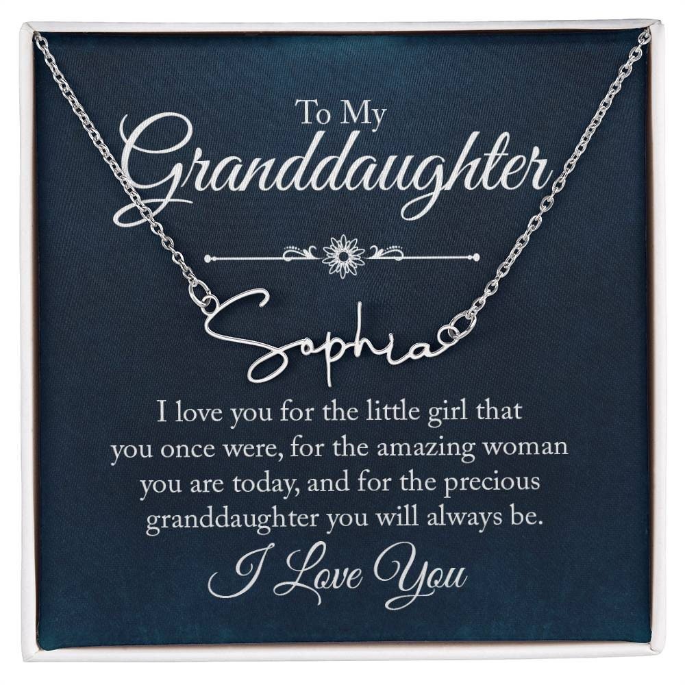 Personalized Name Necklace For Granddaughter - Name Plate Gift for Granddaughter - Meaningful Cards