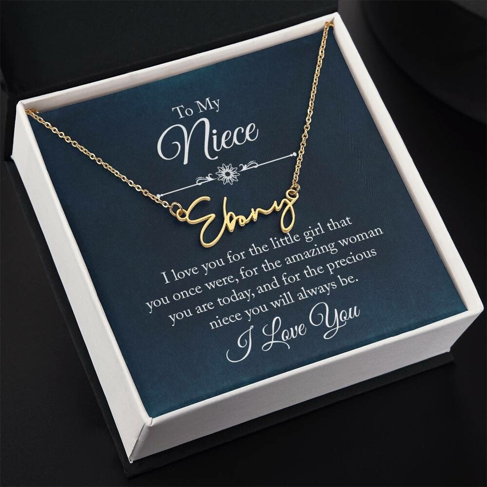 Personalized Name Necklace For Niece - Name Plate Gift for Niece - Meaningful Cards