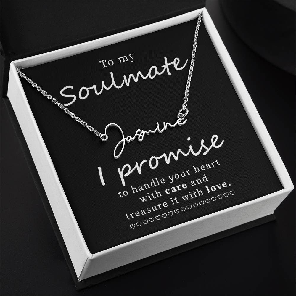 Personalized Name Necklace for Soulmate with Thoughtful Message Card Jewelry Gift Box - Meaningful Cards