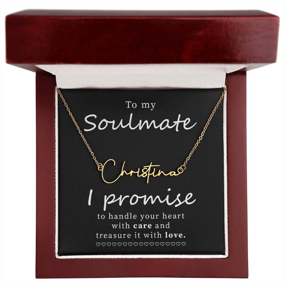 Personalized Name Necklace for Soulmate with Thoughtful Message Card Jewelry Gift Box - Meaningful Cards