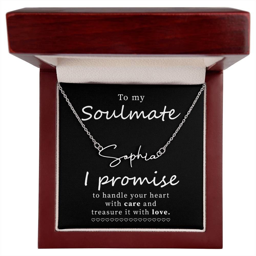 Personalized Name Necklace for Soulmate with Thoughtful Message Card Jewelry Gift Box - Meaningful Cards