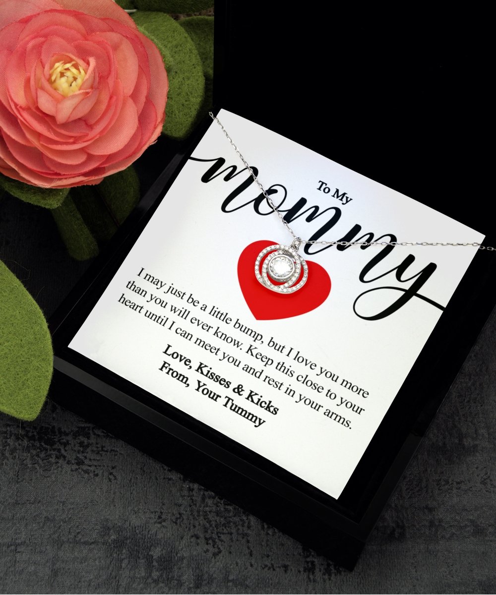 Pregnant Wife Mothers Day Gift for New Mom from Bump, Mom To Be First Mother's Day Sterling Silver Necklace from Baby Bump - Meaningful Cards
