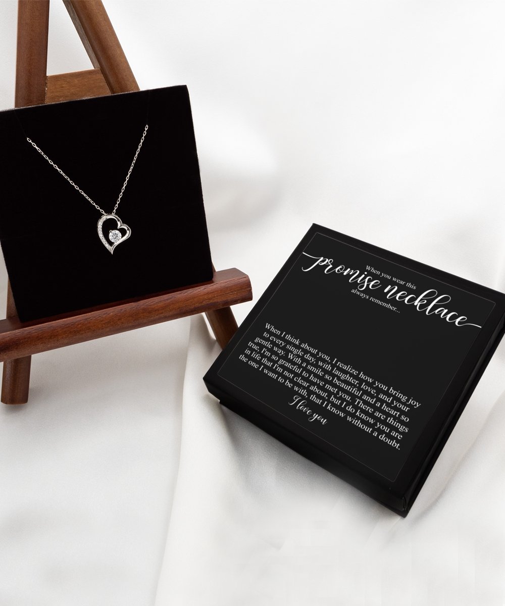 Promise necklace for girlfriend from boyfriend, sterling silver heart necklace for her, girlfriend anniversary gift for girlfriends birthday - Meaningful Cards