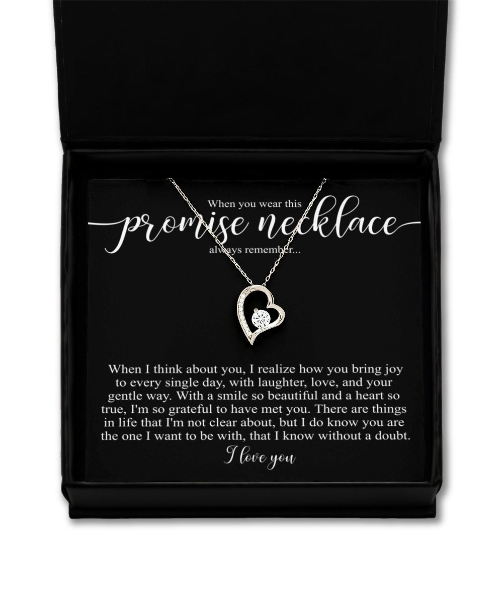 Promise necklace for girlfriend from boyfriend, sterling silver heart necklace for her, girlfriend anniversary gift for girlfriends birthday - Meaningful Cards