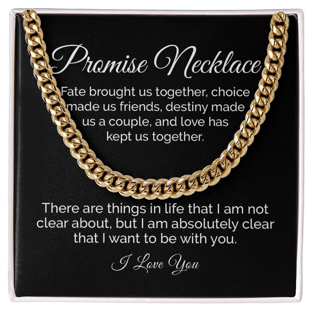 Promise Necklace for Him, Sentimental Gift for Him, BF Gift for Birthday, Gift Ideas for Boyfriend, Cuban Link Chain Necklace - Meaningful Cards