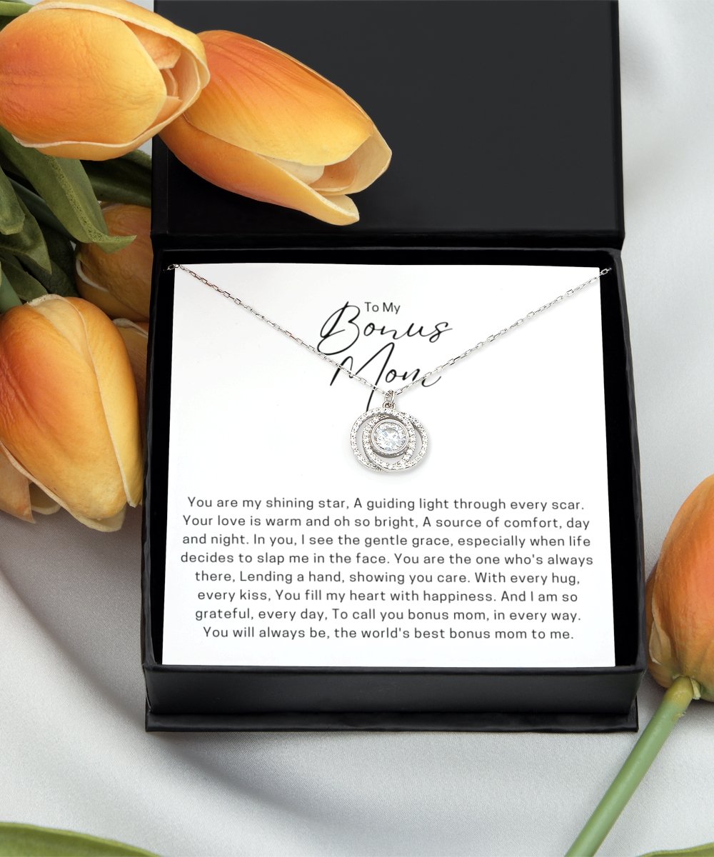 Sentimental Card for Bonus Mom Mother's Day Card Birthday Card for Stepmom Sterling Silver Circles Necklace Thoughtful Card Mother-in-law - Meaningful Cards