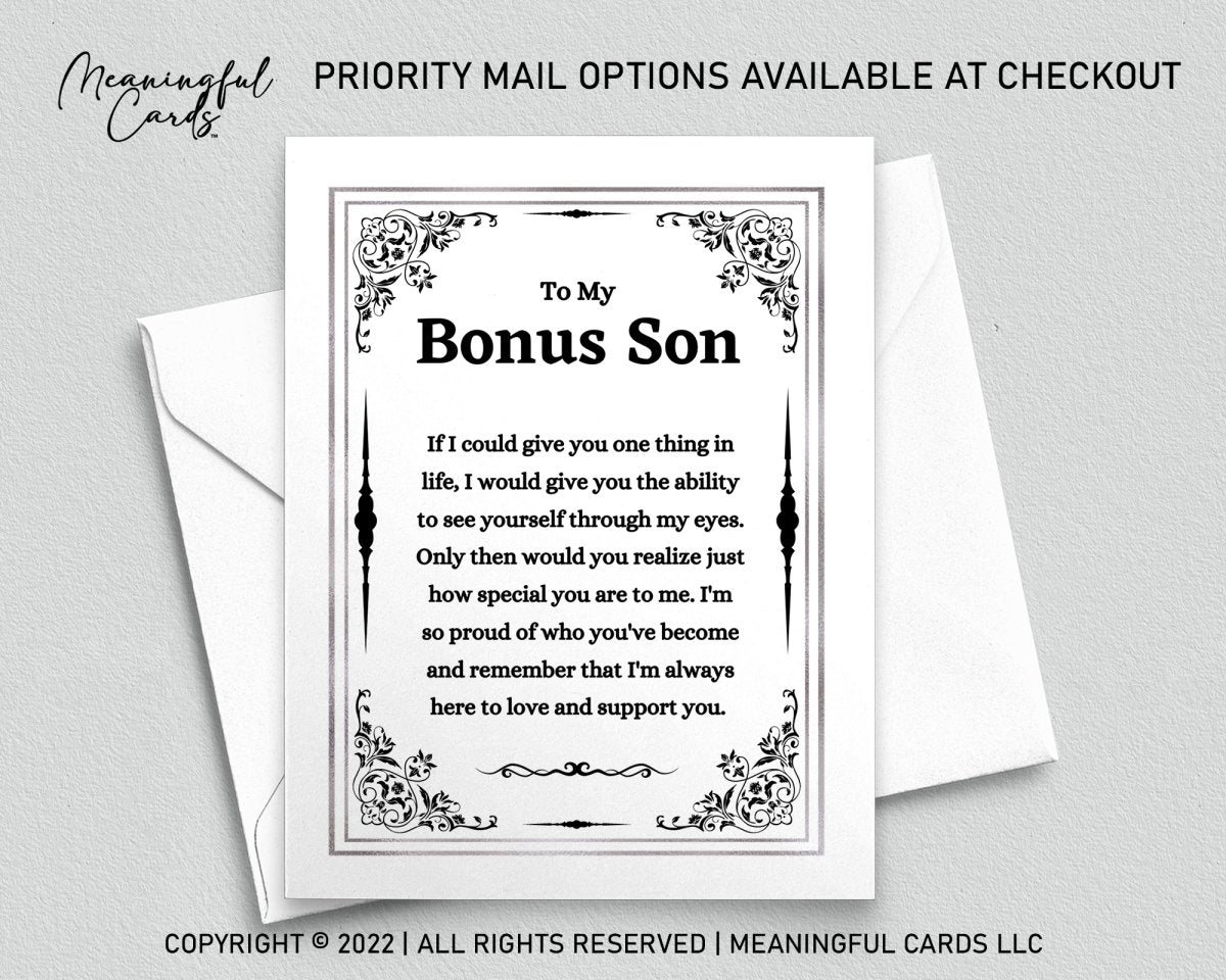 Sentimental card for your bonus son - Meaningful Cards