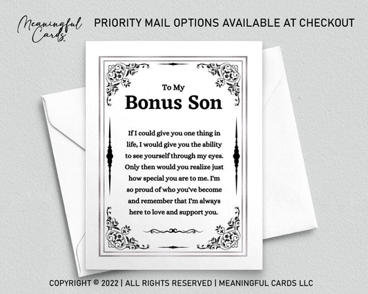 Sentimental card for your bonus son - Meaningful Cards