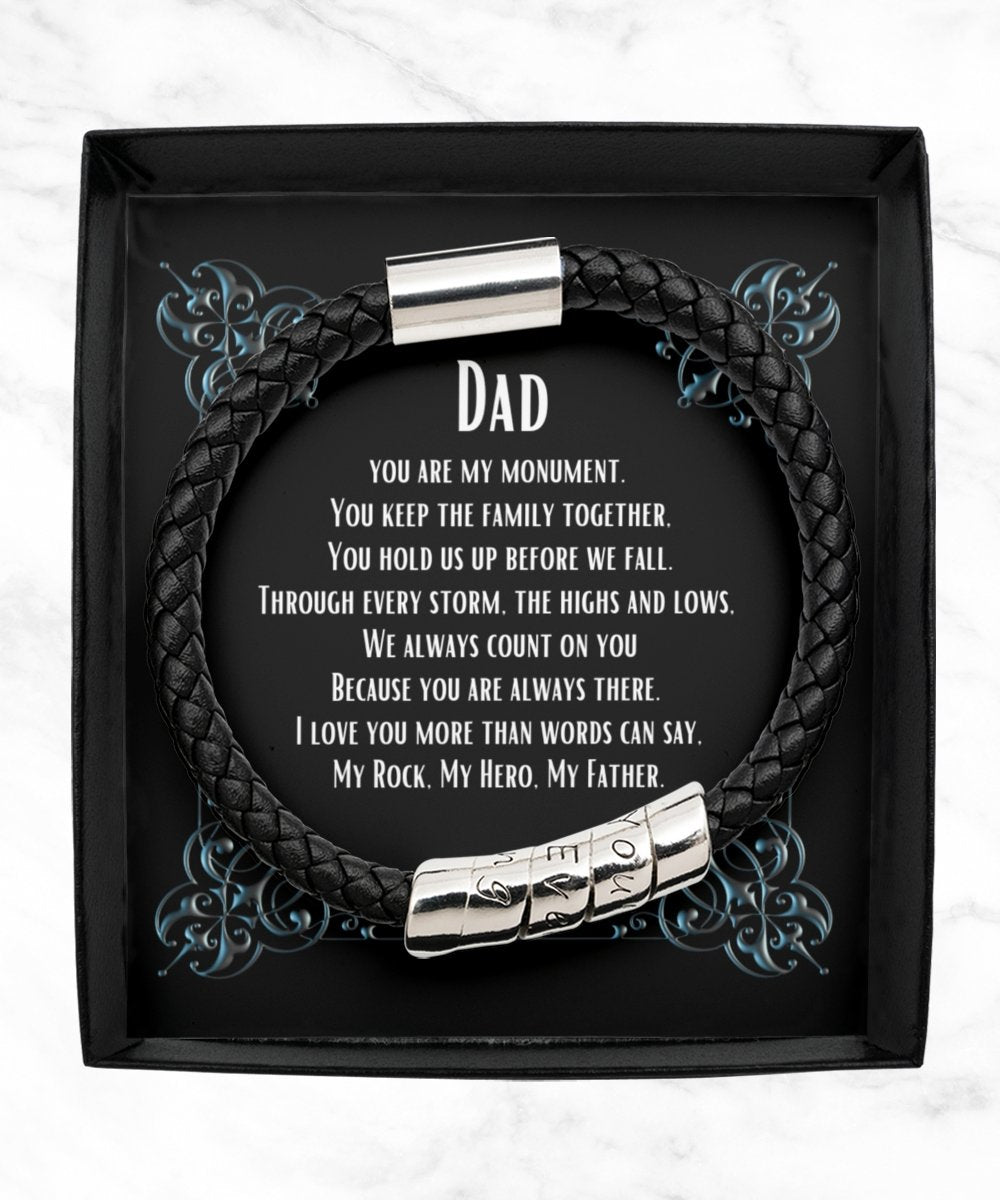 Sentimental dad gift from daughter vegan leather bracelet - Meaningful Cards