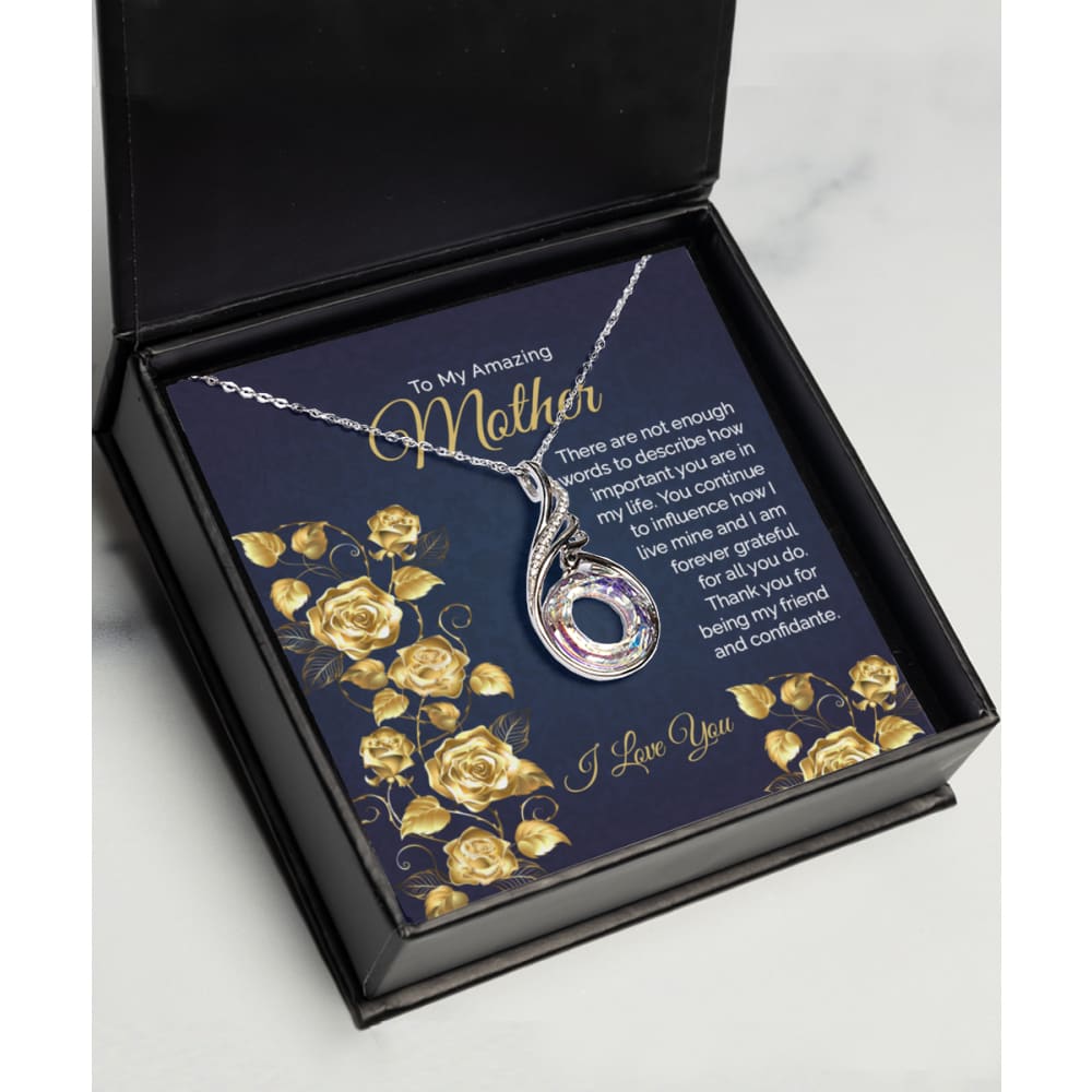 Sentimental Gift for Mom Silver Necklace from Daughter Son - Meaningful Cards