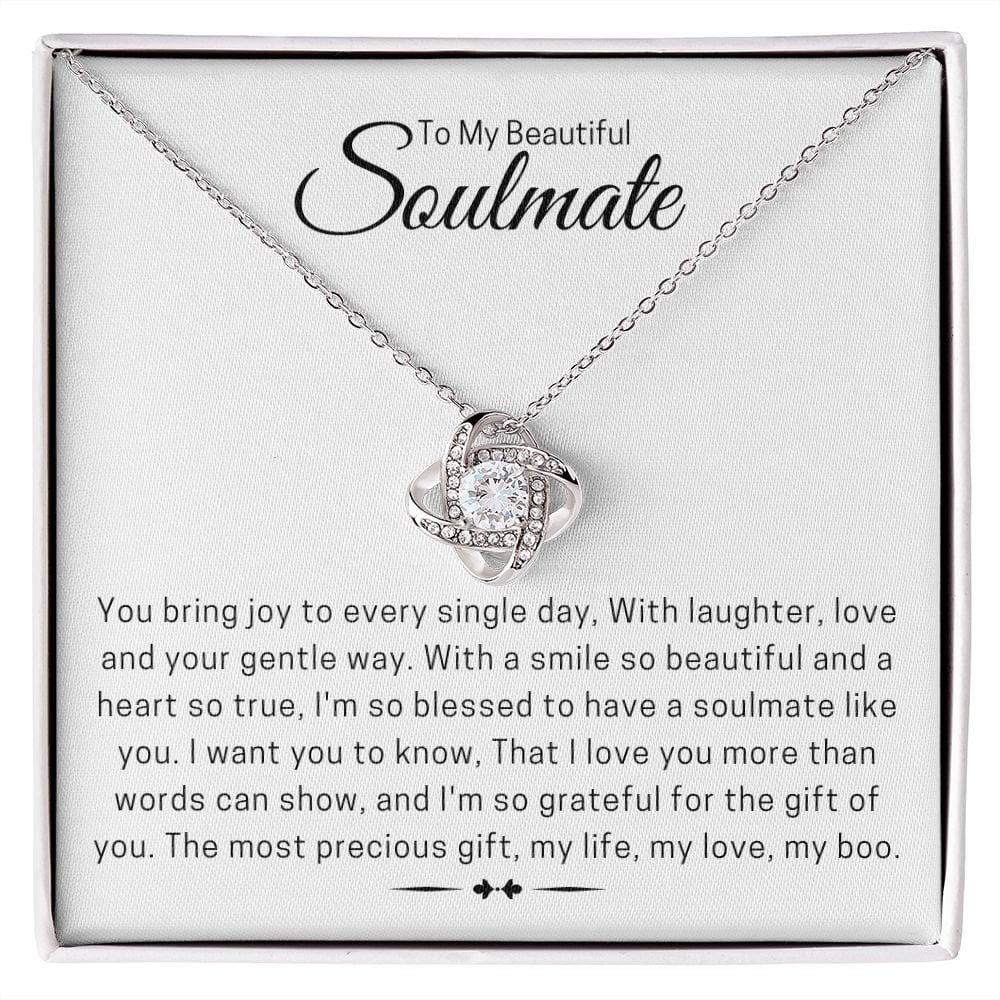 Sentimental to my beautiful soulmate love knot necklace for her, thoughtful gift for soulmate, meaningful jewelry for her - Meaningful Cards