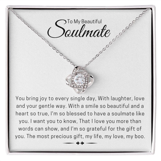 Sentimental to my beautiful soulmate love knot necklace for her, thoughtful gift for soulmate, meaningful jewelry for her - Meaningful Cards