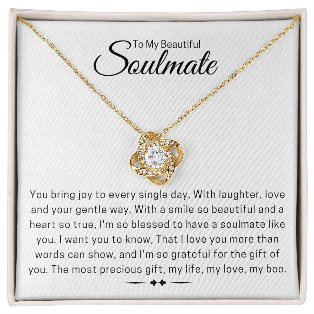 Sentimental to my beautiful soulmate love knot necklace for her, thoughtful gift for soulmate, meaningful jewelry for her - Meaningful Cards