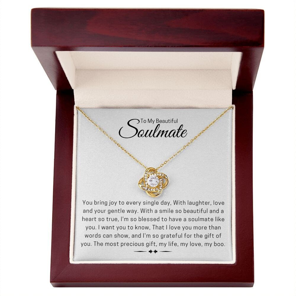 Sentimental to my beautiful soulmate love knot necklace for her, thoughtful gift for soulmate, meaningful jewelry for her - Meaningful Cards