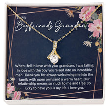 sentimental to my boyfriends grandma - alluring beauty gold necklace - Meaningful Cards
