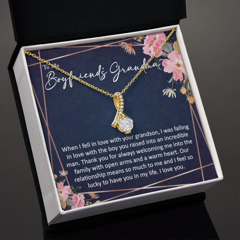 sentimental to my boyfriends grandma - alluring beauty gold necklace - Meaningful Cards