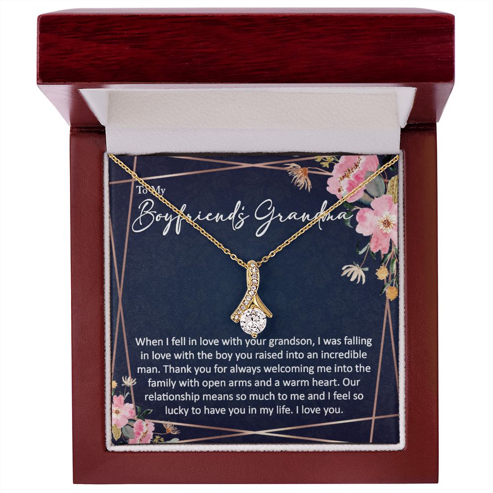 sentimental to my boyfriends grandma - alluring beauty gold necklace - Meaningful Cards