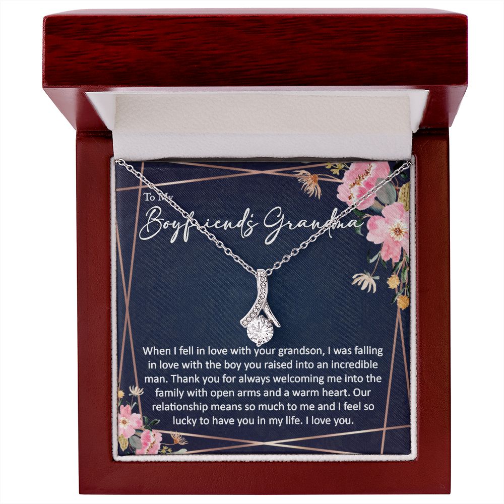 sentimental to my boyfriends grandma - alluring beauty gold necklace - Meaningful Cards