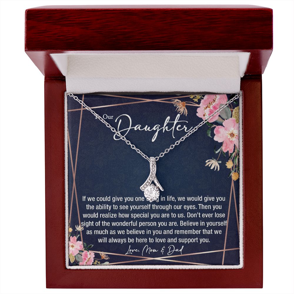 sentimental to my daughter gift from mom and dad - alluring beauty gold necklace - Meaningful Cards