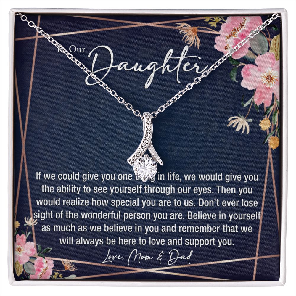 sentimental to my daughter gift from mom and dad - alluring beauty gold necklace - Meaningful Cards